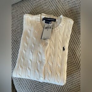New with Tag Polo Ralph Lauren Cable-Knit Cotton Crewneck Cardigan